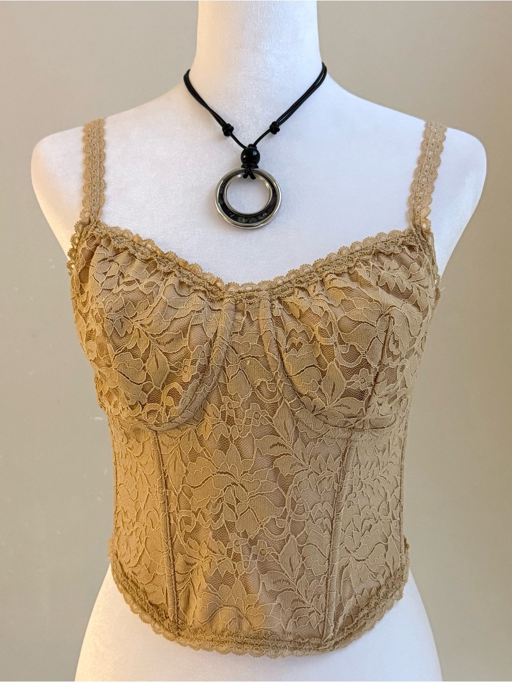 Timing Lace Bustier Camisole in Tan
